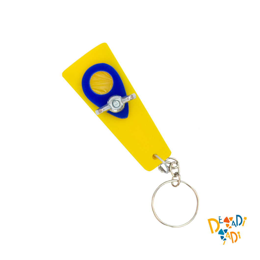 LLAVERO PITO CARNAVAL AMARILLO Y AZUL